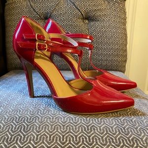 Red T-Strap High Heels